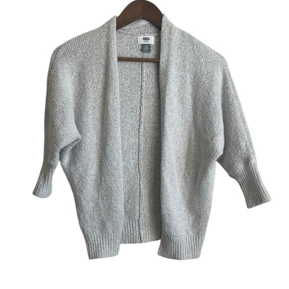 Old Navy Women Cardigan Shrug Top M Gray Knit Crop Open Front‎ Capsule Neutral - Picture 1 of 9